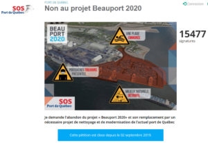 Résultat final pétition SOS Port de Québec